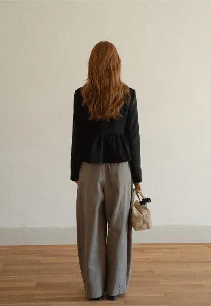 Peplum Hem Single Breasted Short Jacket