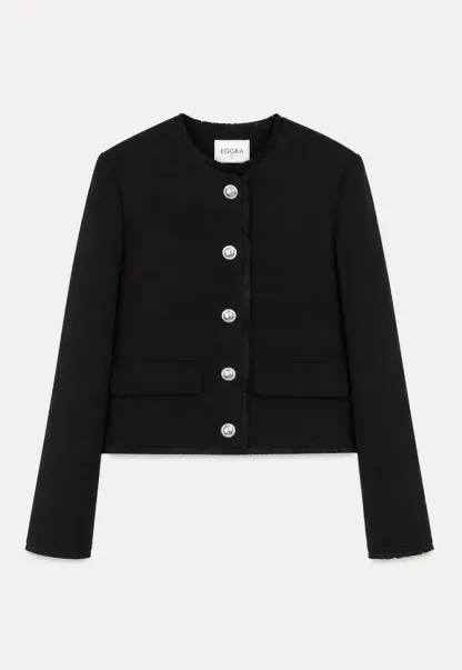 Lace Trim Collar Cropped Jacket Flared Skirt