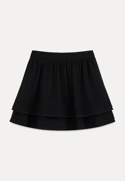 Lace Trim Collar Cropped Jacket Flared Skirt