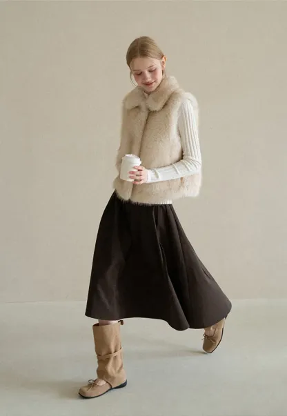 Faux Fur Collar Cropped Vest