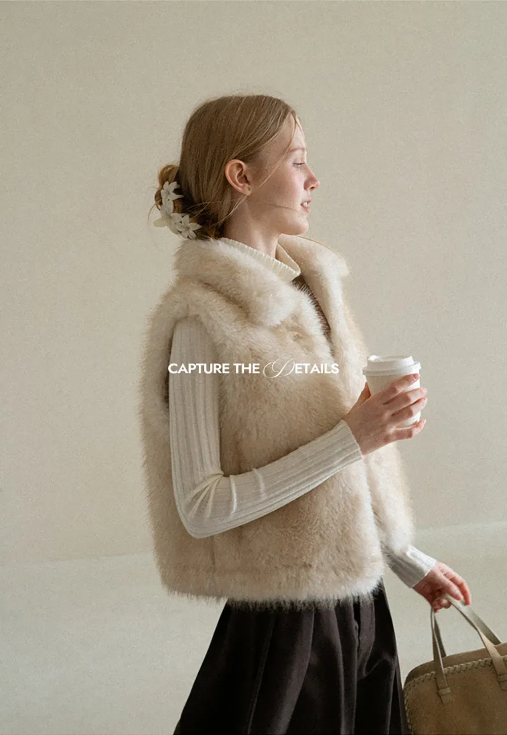 Faux Fur Collar Cropped Vest