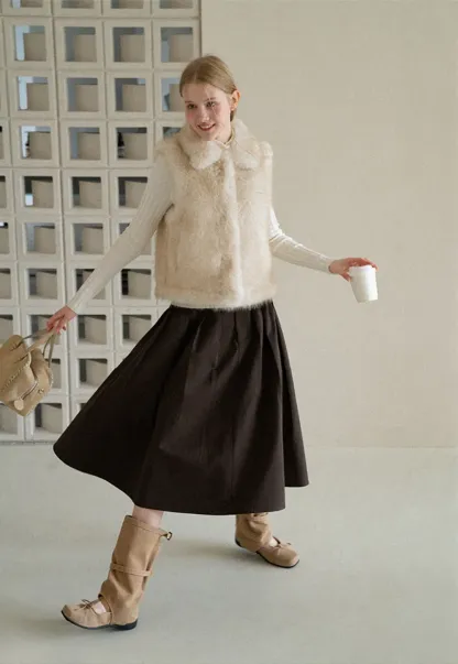 Faux Fur Collar Cropped Vest