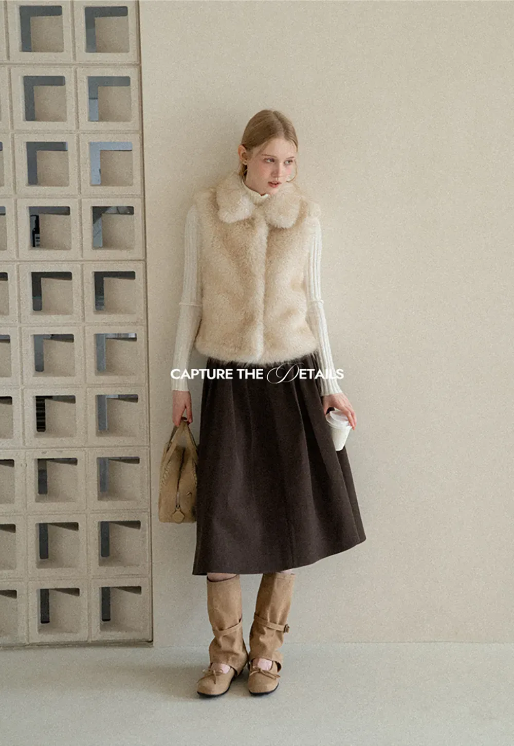 Faux Fur Collar Cropped Vest