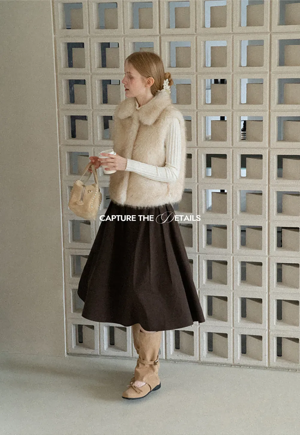 Faux Fur Collar Cropped Vest