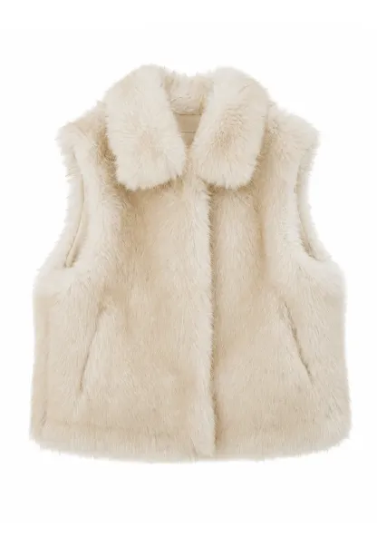 Faux Fur Collar Cropped Vest