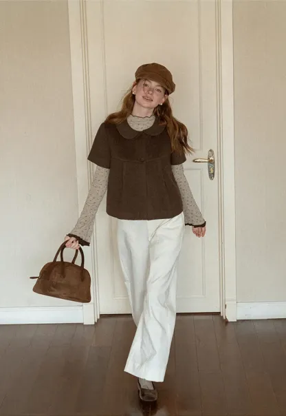 Peter Pan Collar Cropped Short Jacket