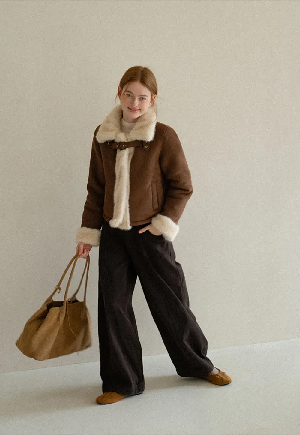 Faux Fur Trimmed Collar and Cuffs Short Jacket