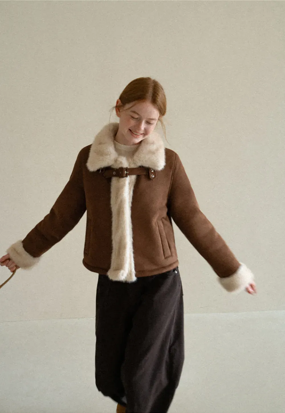 Faux Fur Trimmed Collar and Cuffs Short Jacket