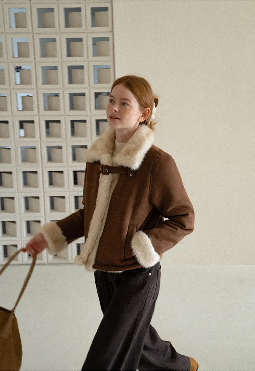 Faux Fur Trimmed Collar and Cuffs Short Jacket