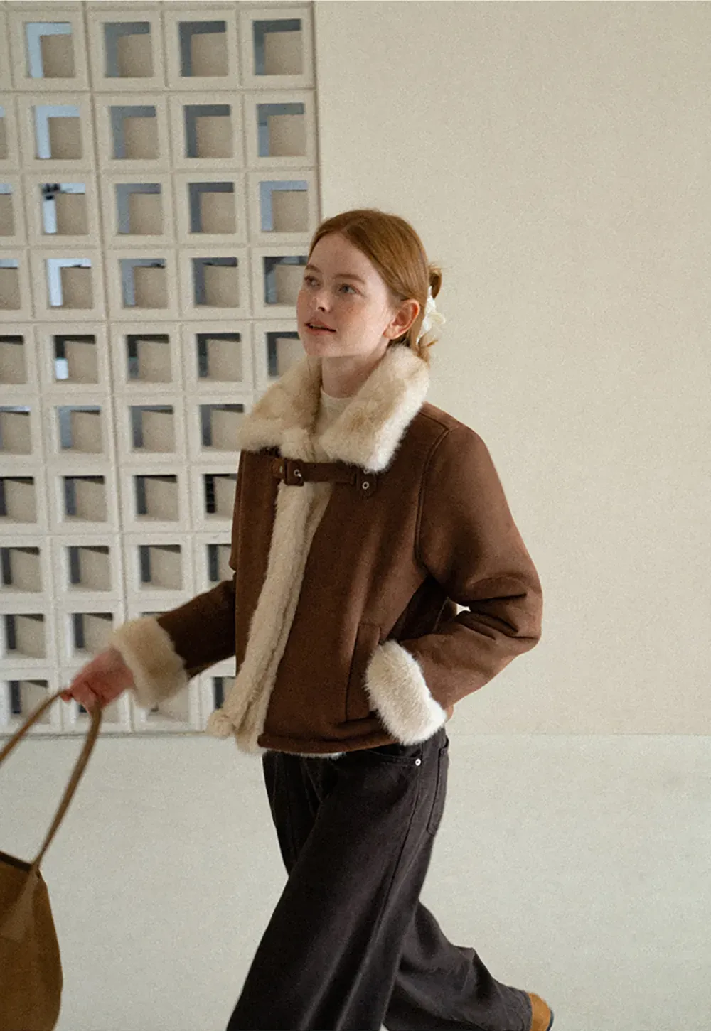 Faux Fur Trimmed Collar and Cuffs Short Jacket