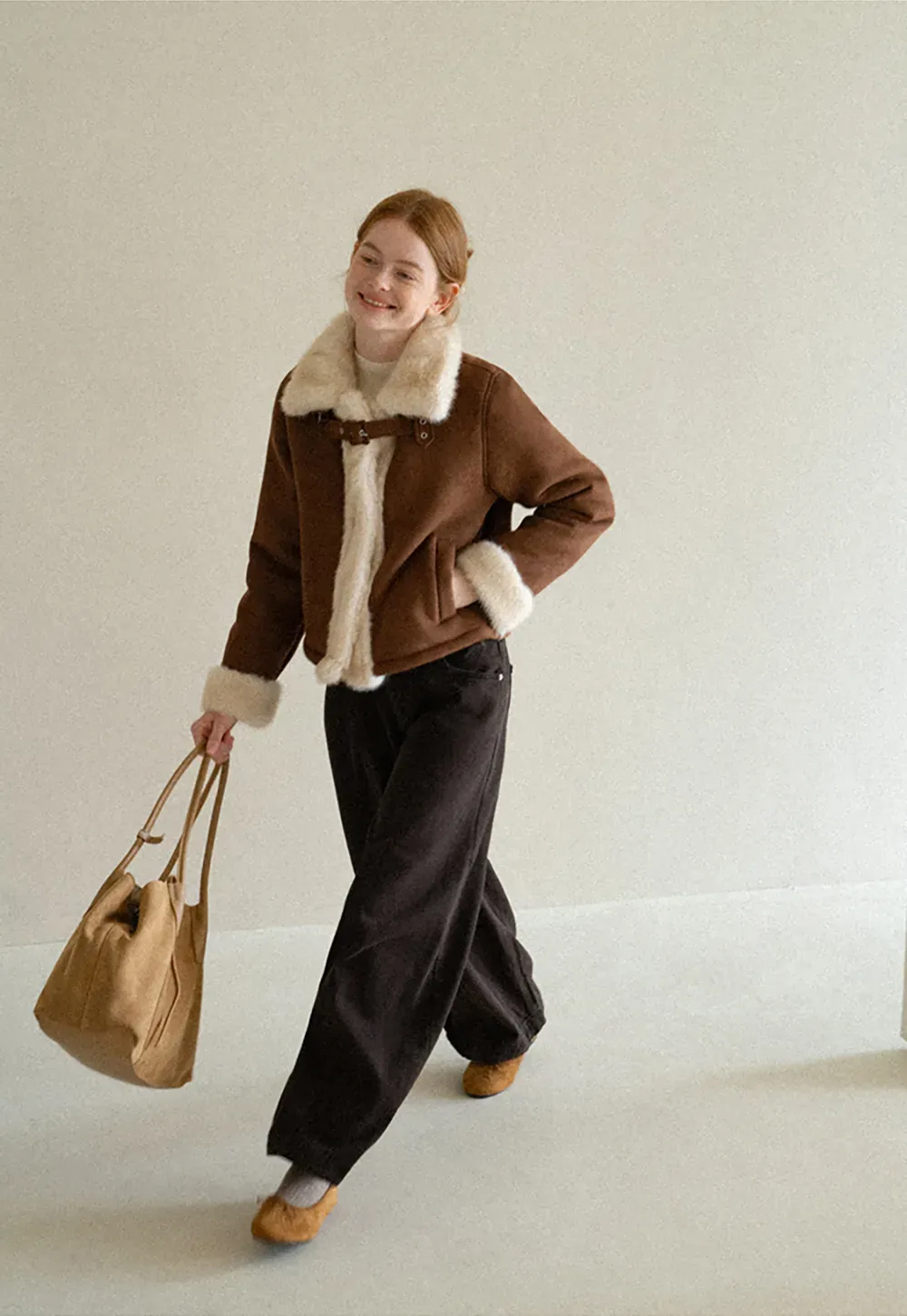 Faux Fur Trimmed Collar and Cuffs Short Jacket
