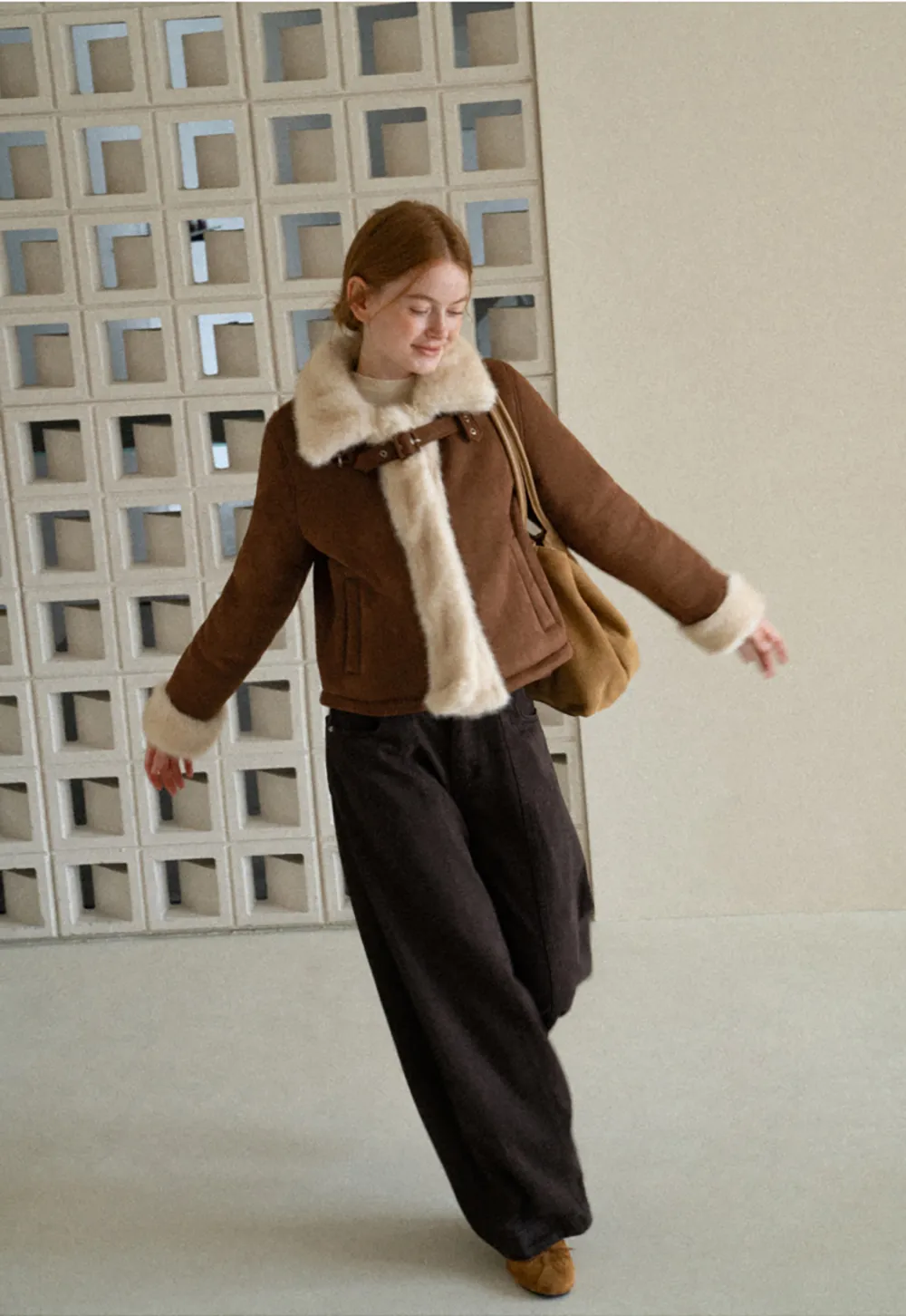 Faux Fur Trimmed Collar and Cuffs Short Jacket