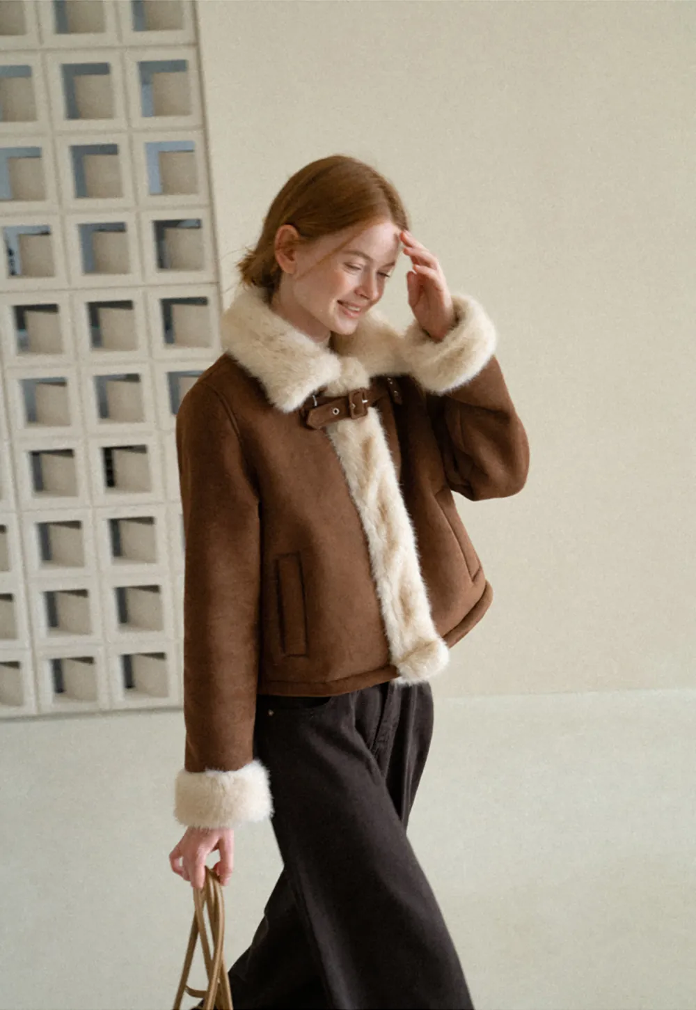 Faux Fur Trimmed Collar and Cuffs Short Jacket