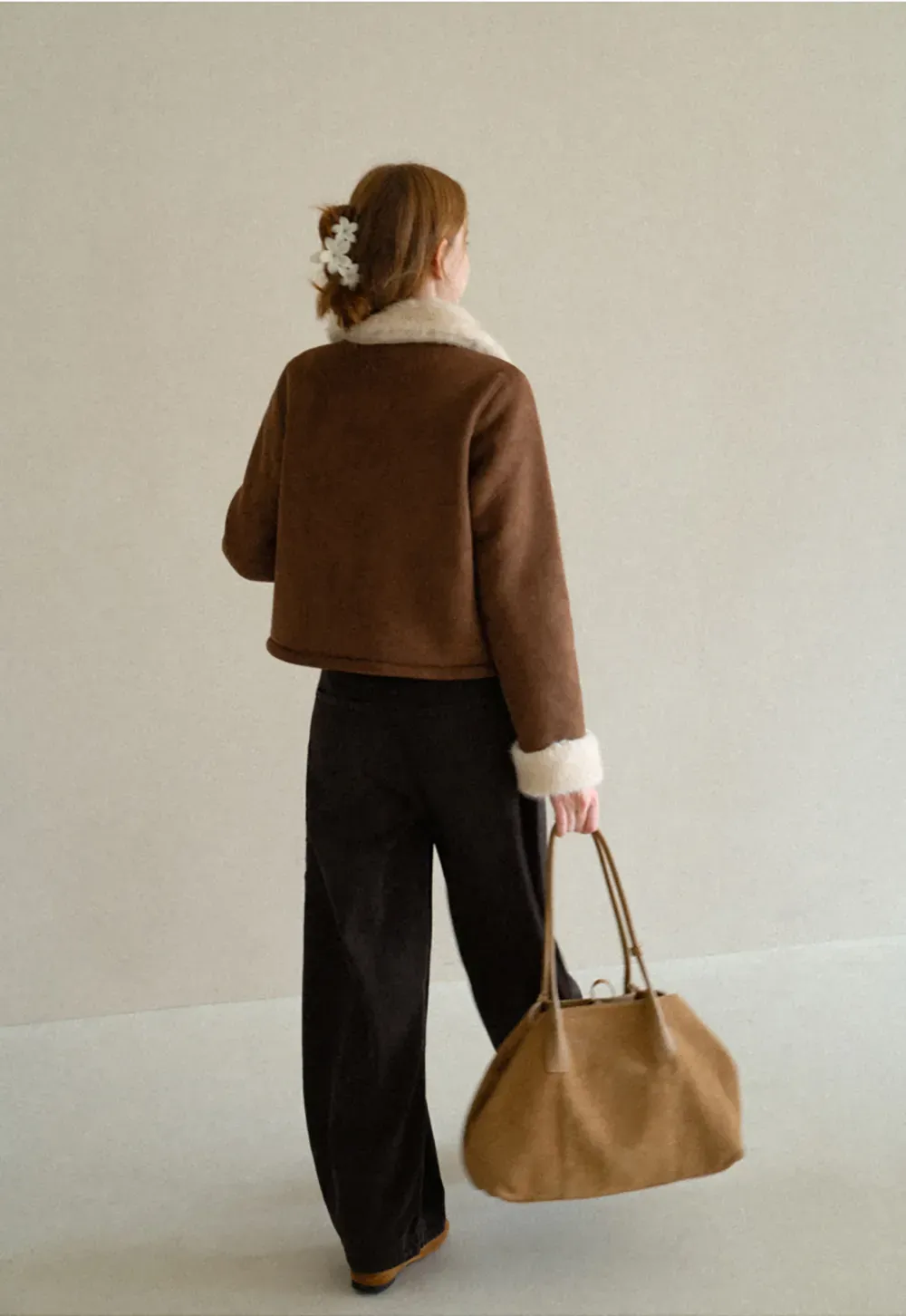 Faux Fur Trimmed Collar and Cuffs Short Jacket