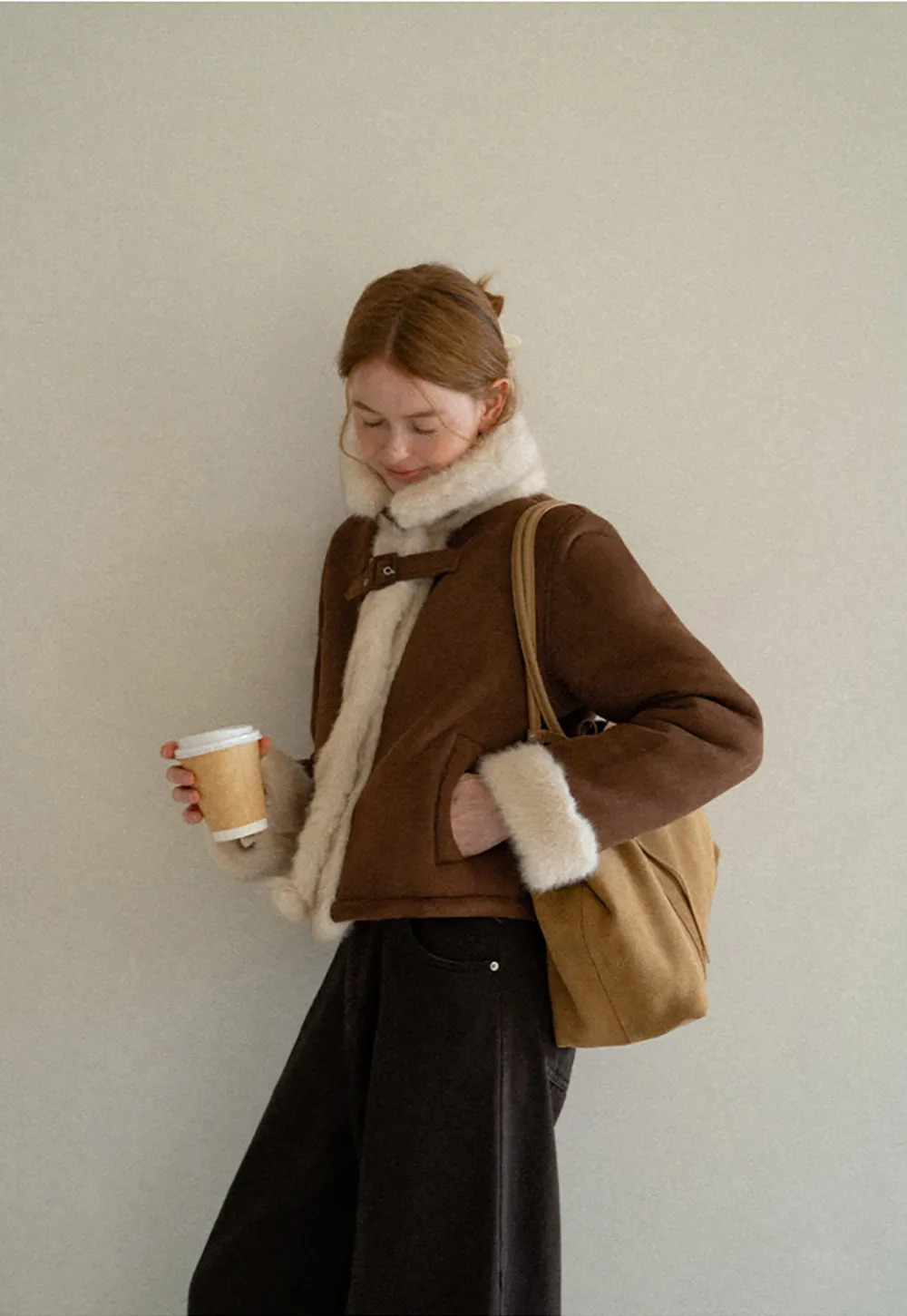 Faux Fur Trimmed Collar and Cuffs Short Jacket