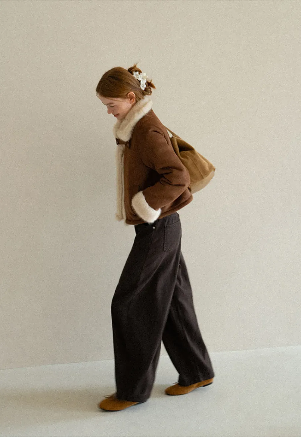 Faux Fur Trimmed Collar and Cuffs Short Jacket