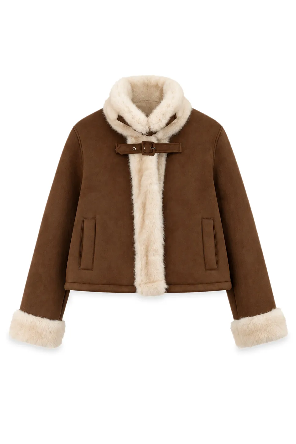 Faux Fur Trimmed Collar and Cuffs Short Jacket