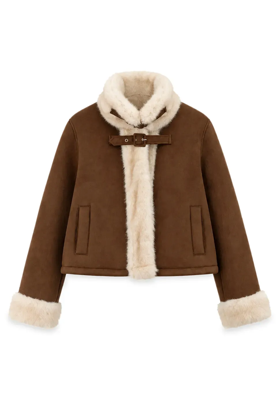 Faux Fur Trimmed Collar and Cuffs Short Jacket