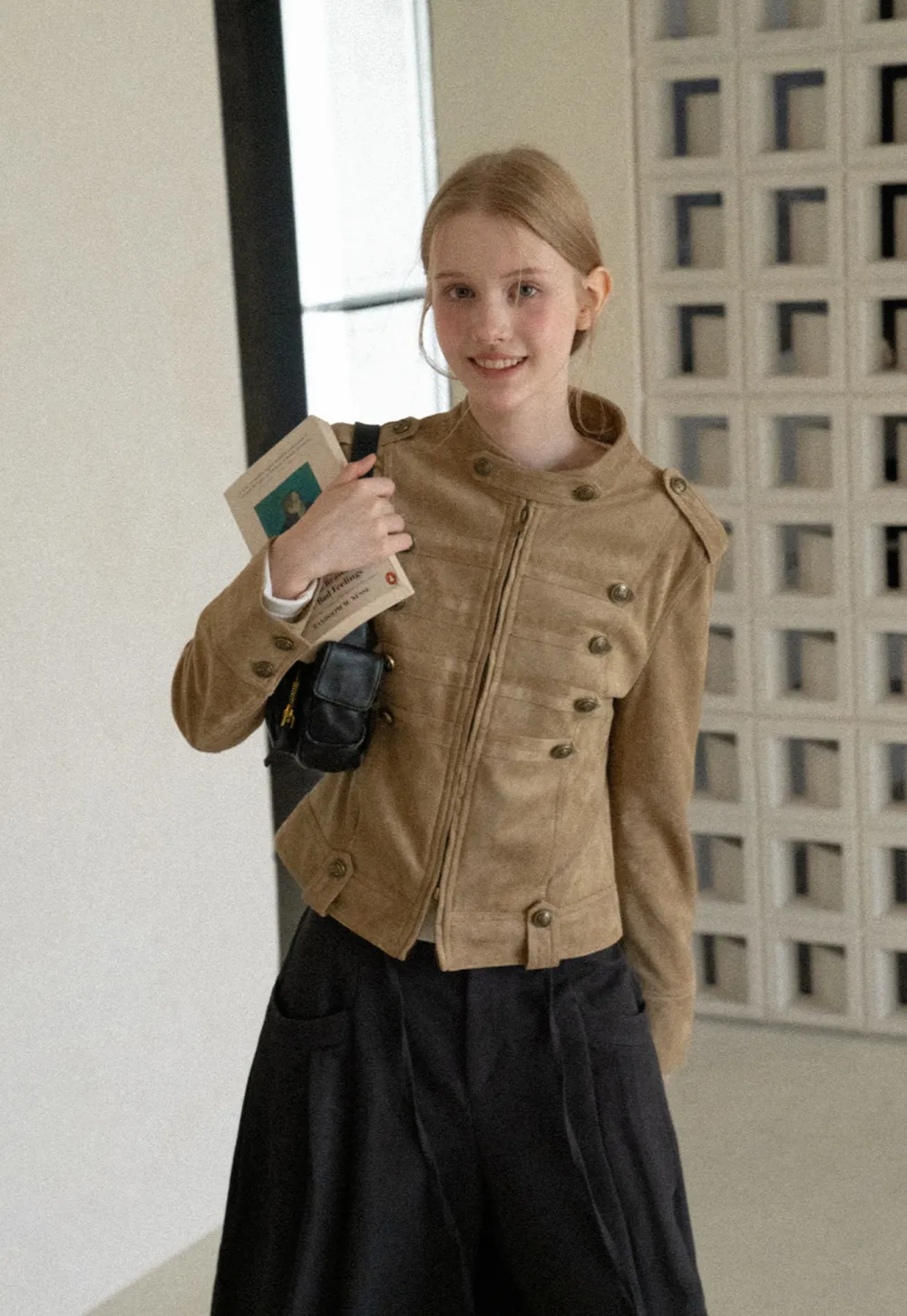 Military Style Double Breasted Short Jacket