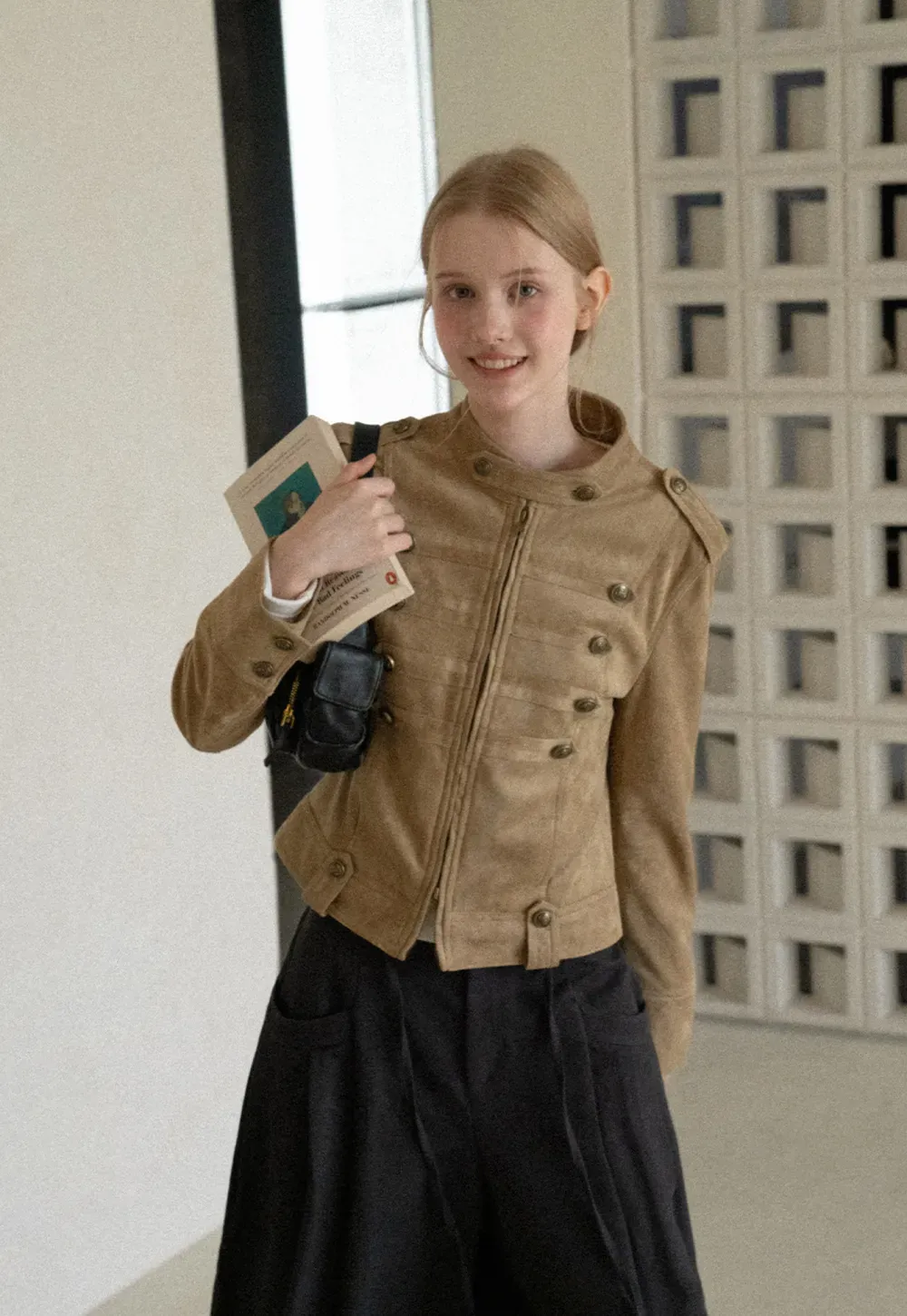 Military Style Double Breasted Short Jacket