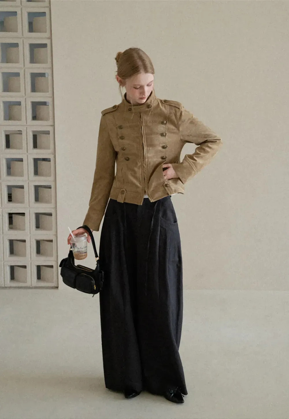 Military Style Double Breasted Short Jacket