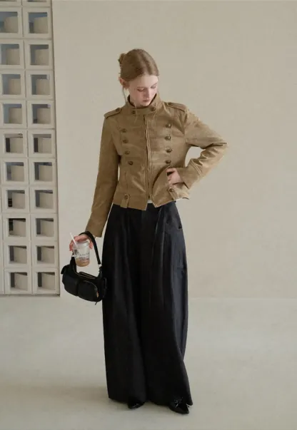 Military Style Double Breasted Short Jacket