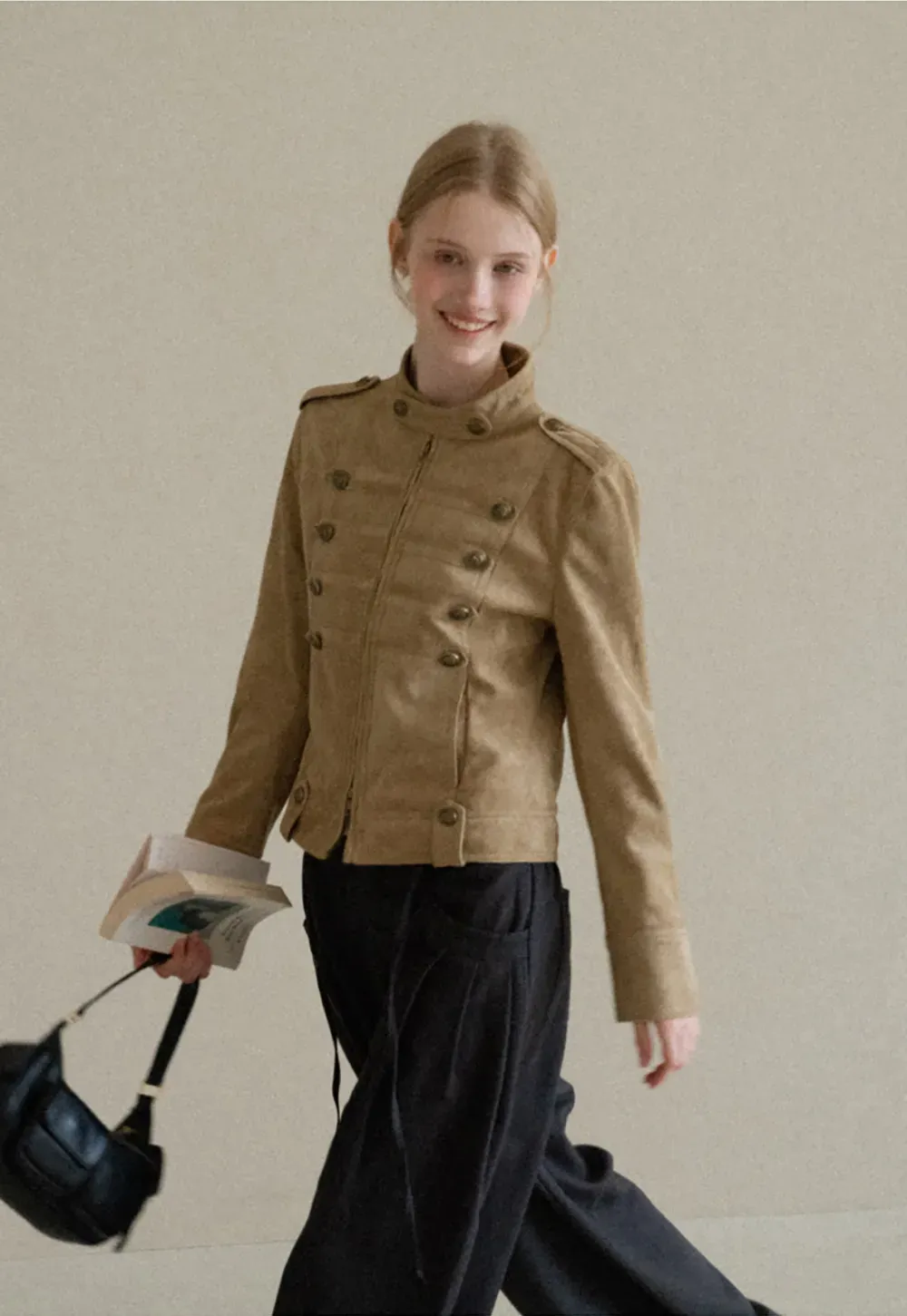 Military Style Double Breasted Short Jacket
