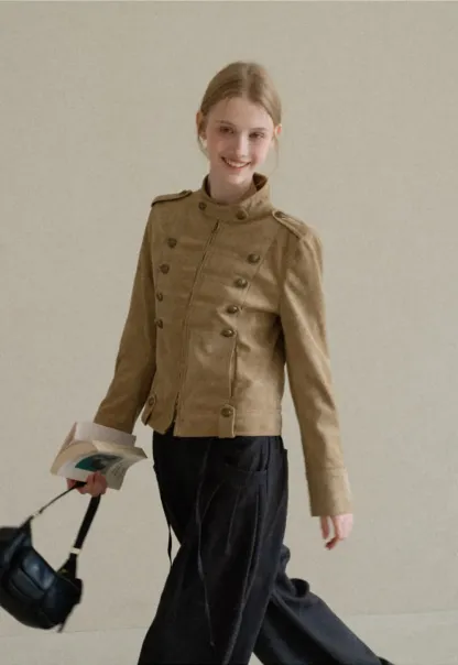 Military Style Double Breasted Short Jacket