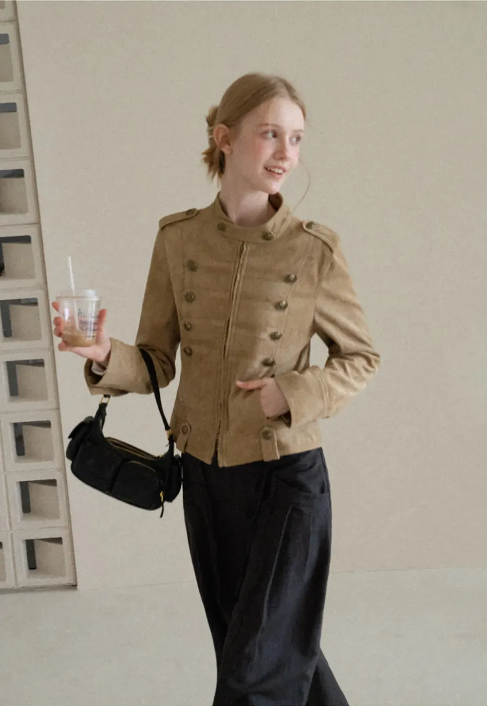 Military Style Double Breasted Short Jacket