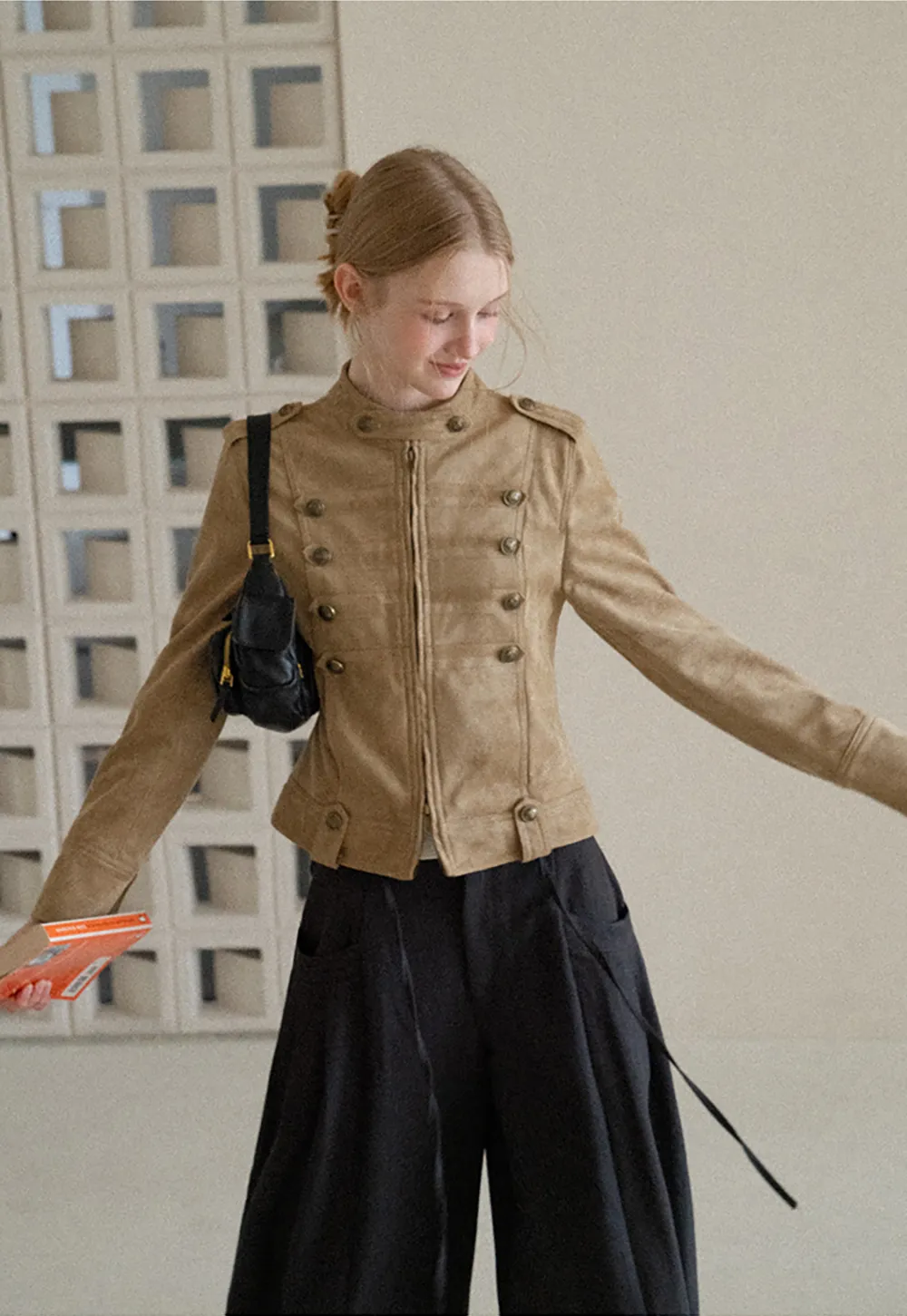 Military Style Double Breasted Short Jacket