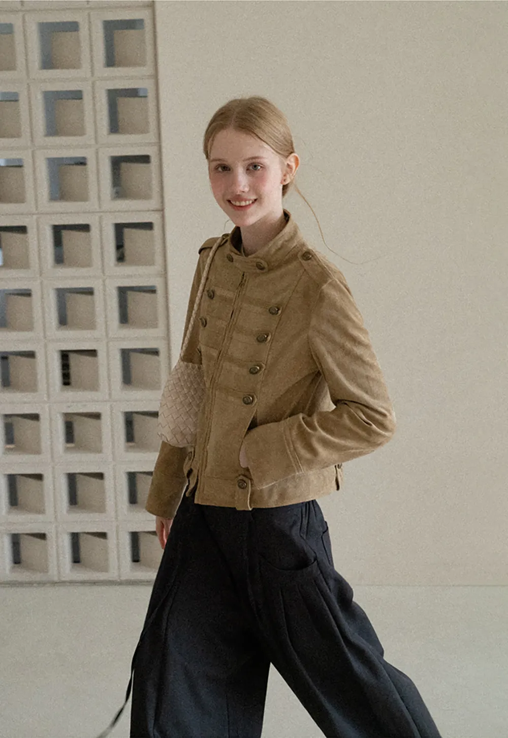 Military Style Double Breasted Short Jacket
