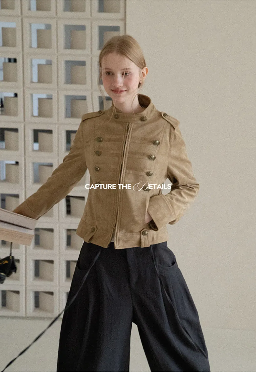 Military Style Double Breasted Short Jacket