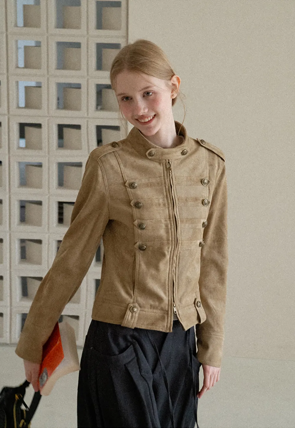 Military Style Double Breasted Short Jacket