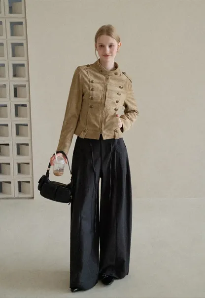 Military Style Double Breasted Short Jacket
