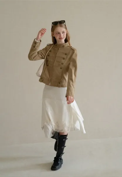 Military Style Double Breasted Short Jacket