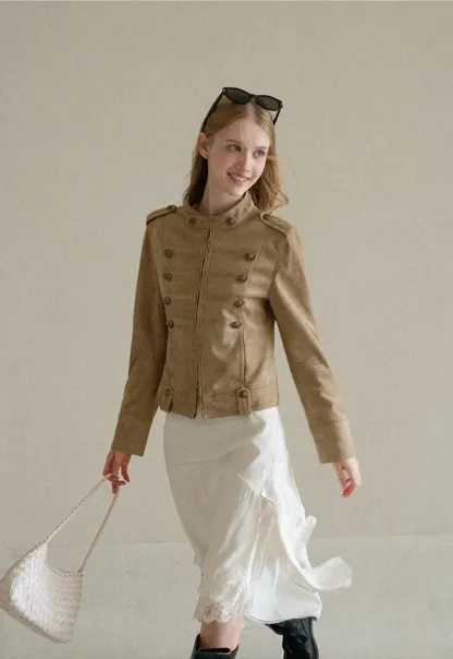 Military Style Double Breasted Short Jacket