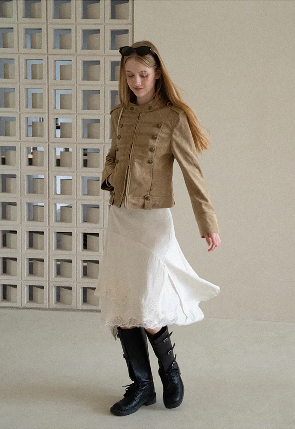Military Style Double Breasted Short Jacket