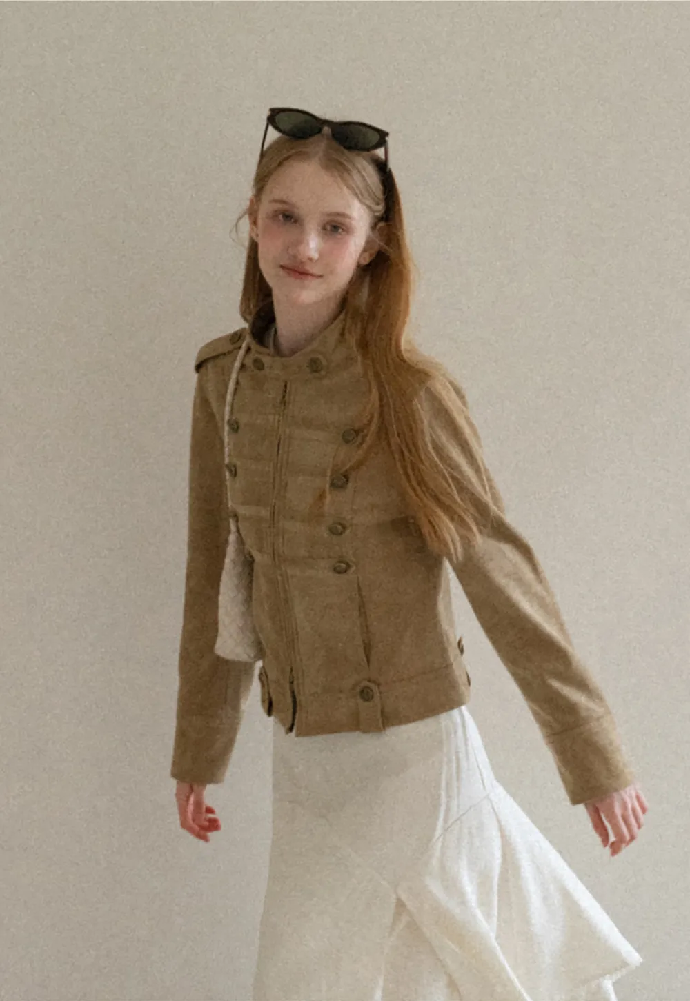 Military Style Double Breasted Short Jacket