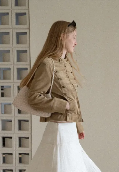 Military Style Double Breasted Short Jacket