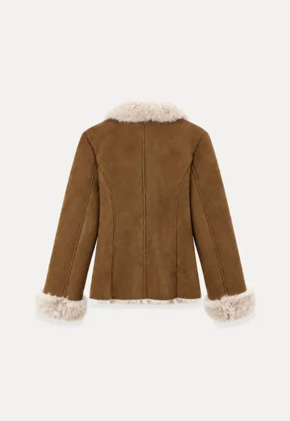 Shearling Trim Collar and Cuffs Short Jacket