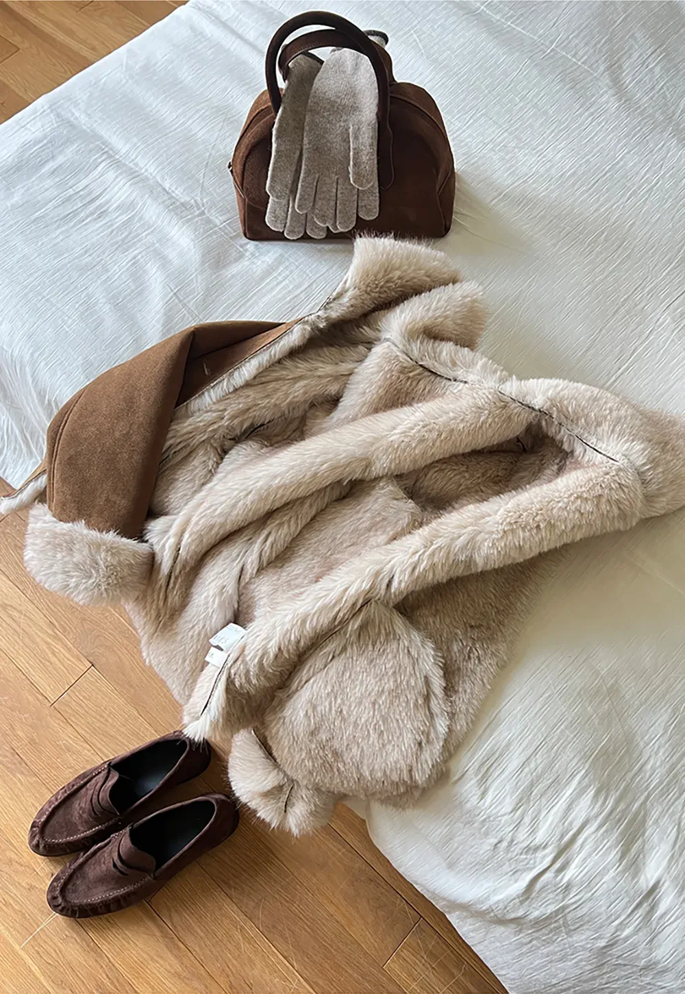 Shearling Trim Collar and Cuffs Short Jacket