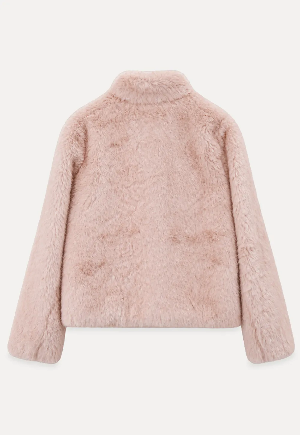Faux Fur Turtleneck Cropped Short Jacket