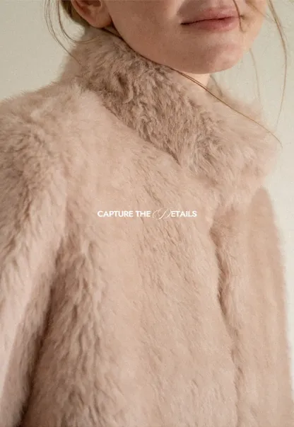 Faux Fur Turtleneck Cropped Short Jacket