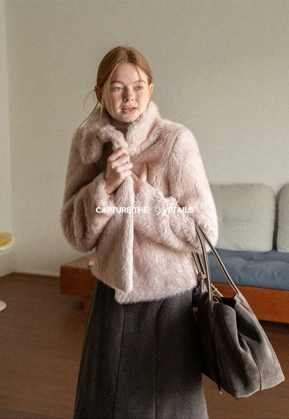 Faux Fur Turtleneck Cropped Short Jacket