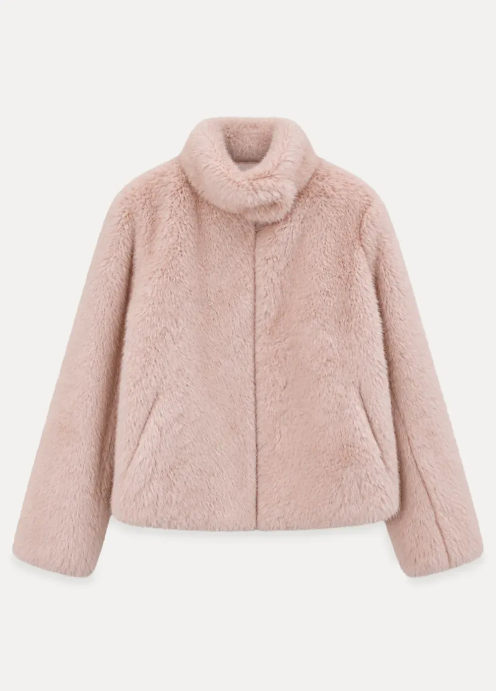 Faux Fur Turtleneck Cropped Short Jacket