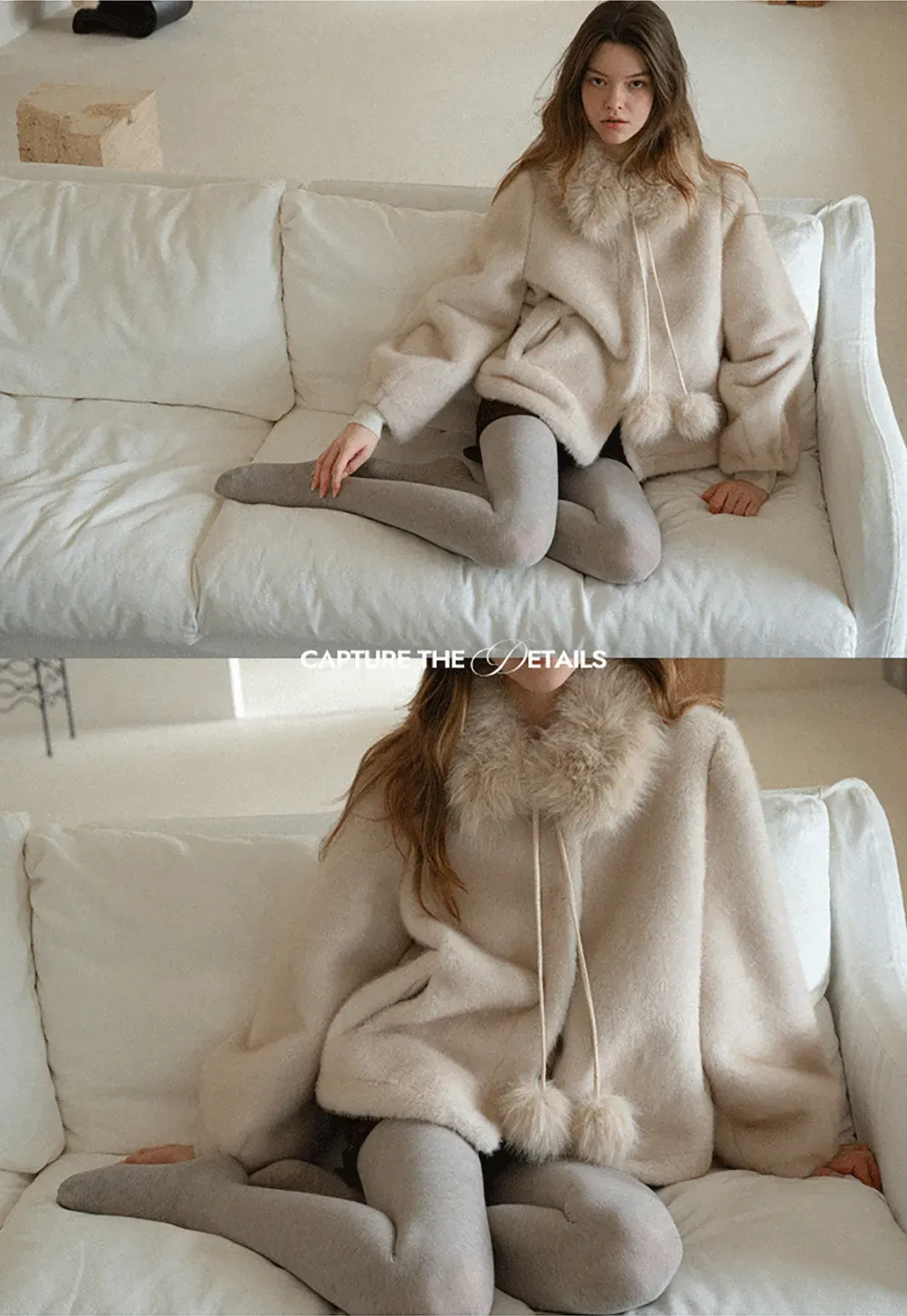 Faux Fur Collar Oversized Short Jacket