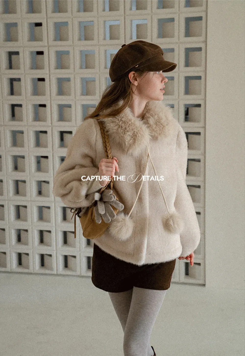 Faux Fur Collar Oversized Short Jacket