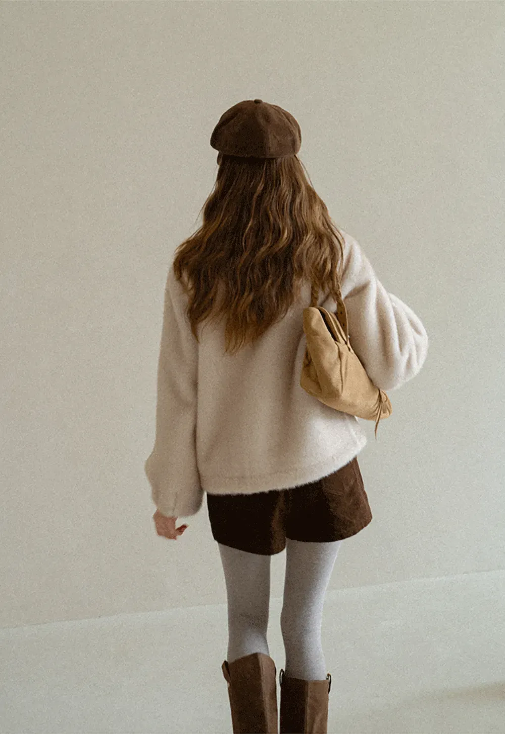 Faux Fur Collar Oversized Short Jacket