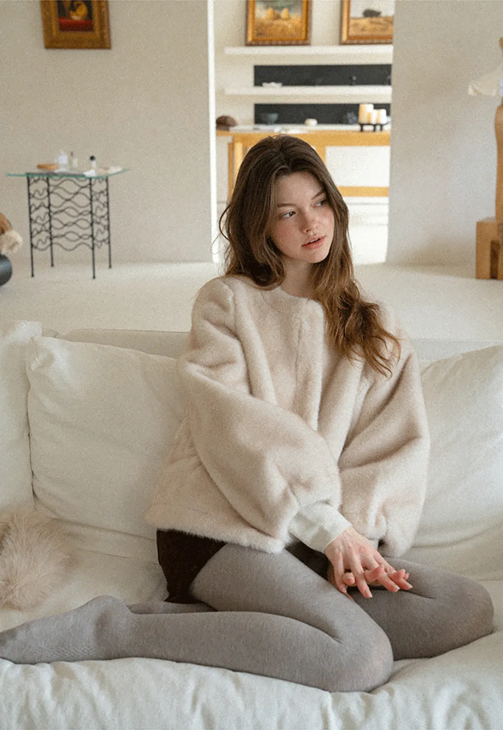 Faux Fur Collar Oversized Short Jacket