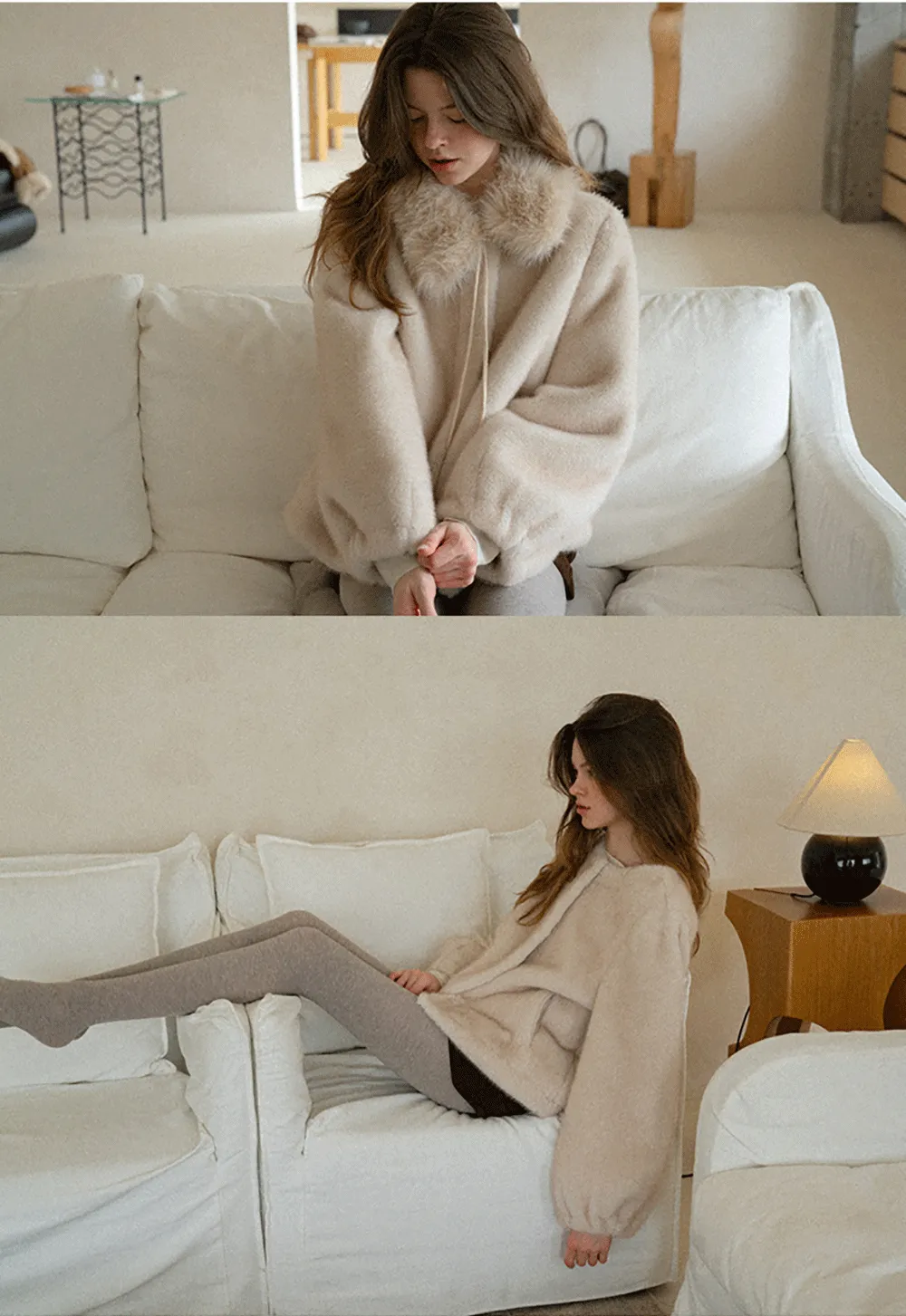 Faux Fur Collar Oversized Short Jacket